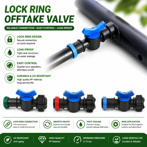 Connecteur de sortie pour tuyau plat en plastique durable avec anneau de verrouillage pour l'irrigation des serres - Product Image 1