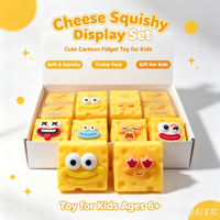 Jouet Squishy en forme de bloc de fromage avec visage amusant, jouet sensoriel anti-stress à presser, cadeau pour enfants, lot en boîte de présentation en gros
