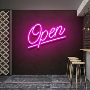 Leo Neon Sign Open Store Business Logo Design Led Open Light Up Neon Light For Store Wall Decoration