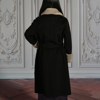 Manteau d'hiver russe pour femme Jxwatcher, en laine polaire double face, col et poignets en vraie fourrure de vison, style long de luxe sur mesure