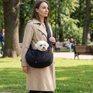 Bolso cruzado para mascotas Baolujie, tela Oxford, semicircular, transportín para gatos, portátil para salidas, color caqui, rosa, negro - Product Image 4