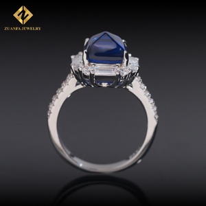 Anillo de Compromiso Rectangular de Plata de Ley 925 con Diamante Azul VVS de Alta Calidad para Mujer, Regalo - Product Image 2