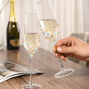 Gobelet à vin <span class=keywords><strong>de</strong></span> mariage <span class=keywords><strong>blanc</strong></span> haut <span class=keywords><strong>de</strong></span> gamme fait à la main, verre transparent en <span class=keywords><strong>cristal</strong></span> <span class=keywords><strong>de</strong></span> perle écologique pour le <span class=keywords><strong>champagne</strong></span> - Product Image 2