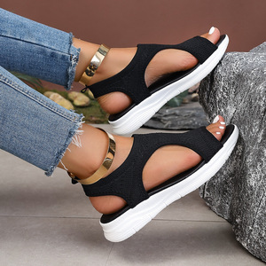 High Quality <strong>Women's</strong> Open Toe Casual <strong>Sandals</strong> Large-Size Breathable <strong>Sports</strong> Walking Shoes Fashionable Knitted Design for Summer - Product Image 2