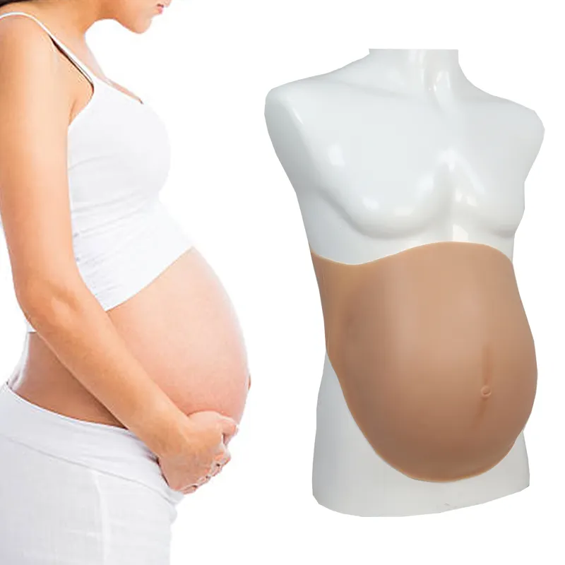 Artificial Silicone Wearable Belly Bump grávida 3 6 8 Meses Silicone Falso grávida Crossdresser Barriga Para Adereços De Filme