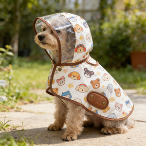 도매 애완동물 레인웨어 고품질 야외용 네발개 강아지 우비 후드 탈부착 가능 방수 강아지 재킷 견인 버클 포함 - Product Image 4