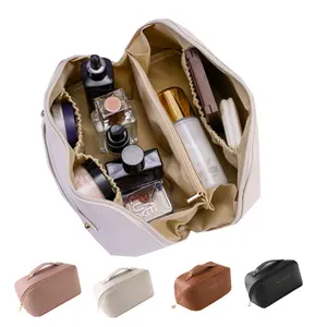 Büyük kapasiteli makyaj çantaları makyaj çantası PU deri organizatör güzellik durumda su geçirmez seyahat kozmetik çantası fermuar makyaj çantası