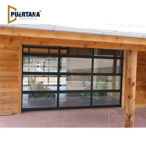 Portes de <span class=keywords><strong>garage</strong></span> sectionnelles en aluminium noir contemporaines et modernes avec verre dépoli pour les maisons - Product Image 2