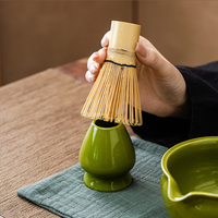 Ensemble d'outils de démarrage pour le thé matcha avec bol en céramique de style japonais personnalisable avec logo, fouet en bambou et tamis en acier inoxydable