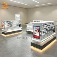 Kiosque à lunettes personnalisable pour centre commercial, comptoir d'exposition pour opticien, vitrine autoportante pour lunettes de soleil avec logo