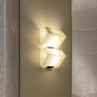 Applique Murale Moderne Simple et Luxueuse en Albâtre, Corps en Fer, LED, Style Nordique, pour Salon et Chambre à Coucher, Éclairage Mural de Fond Luxueux