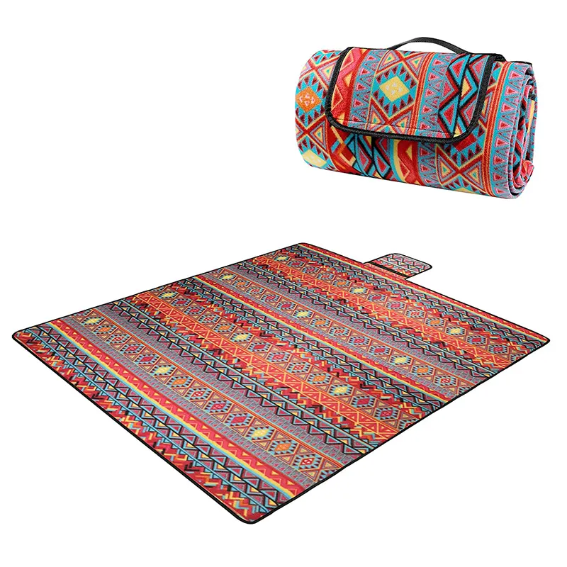 Custom Design Bohemian Stijl Polyester Katoen Waterdichte Opvouwbare Outdoor Camping Picknick Mat Strand Deken