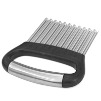 Outil de découpe pour frites gaufrettes, couteau à légumes et fruits frais, lame de hachage ergonomique renforcée avec manche en bois, gadgets de cuisine