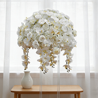 Bola Bunga Phalaenopsis Mawar Putih Buatan Berkualitas Tinggi, Dekorasi Meja Pernikahan Barat untuk Jendela, Pameran & Lamaran