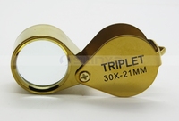 Mini Foldable Reading Magnifier 30 X 21MM Magnification Metal Loupe Golden Color