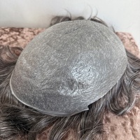 Systèmes de remplacement capillaire pour hommes en cheveux vierges indiens Remy, avec base en PU ultra-fine de 0,04 mm et boucles en V, à prix abordable