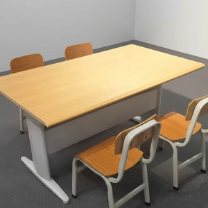 Mesa de Lectura para Biblioteca, Muebles de Biblioteca Escolar, Escritorio y Silla de Lectura de Acero y Madera para Sala de Conferencias y Capacitación - Product Image 4
