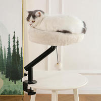 Lit pour chat à fixer sur table, détachable, avec coussin en mousse à mémoire de forme en fibre, design élégant, gain de place, portable, étagère pour animaux de compagnie, amovible et lavable
