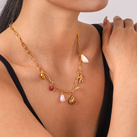 Collier à breloques DIY Série Océan avec pendentifs étoile de mer, coquillage et perle pour femme