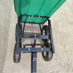 भारी शुल्क स्टील 4 पहिया लॉन यार्ड उपयोगिता व्हीलबैरो कार्ट वैगन गार्डन ट्रॉली - Product Image 6