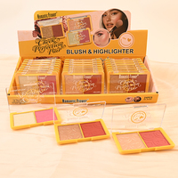 Kustom grosir 2 in 1 wajah Makeup tahan air Glitter tahan lama Blush & Highlighter palet