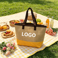 Sacs fourre-tout promotionnels écologiques en toile de jute naturelle pour femmes, grands sacs à bandoulière en toile de jute pour le shopping