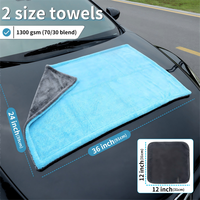 Ensemble de serviettes de voiture en microfibre de polyester doux de luxe - Serviette à séchage rapide et écologique pour le detailing et le lavage de voiture