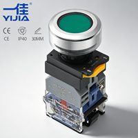 Interrupteurs à bouton-poussoir lumineux en plastique plat M30 10A 24V avec LED haute luminosité pour appareils électroménagers et contrôle de puissance extérieur