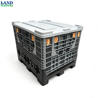 Bac à palettes pliable à entrée latérale pour chariot élévateur à quatre voies, 1200x1000mm, en plastique HDPE, capacité 900L, charge dynamique 1 tonne, charge statique 4 tonnes