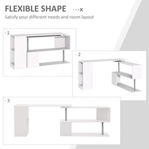 Moderno blanco DB 55 "360 esquina giratoria Escritorio de ordenador en forma de L estantes de almacenamiento de 3 niveles estantería hogar Oficina estación de trabajo Escritorio de PC - Product Image 5