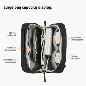 Organizador de Tecnologia 2 em 1 Impermeável em Poliéster para Acessórios Eletrônicos, Power Bank Portátil, Cabos de Carregador com Zíper - Product Image 4