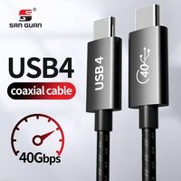 Kabel Data USB4 Fungsi Lengkap Koaksial USB4 Gen3 Tipe C Pengisian Cepat 40Gbps 100W 8K/60Hz