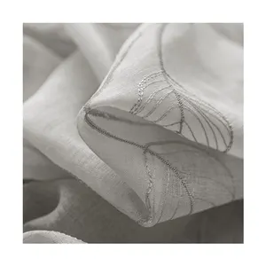 Распродажа 200 г/м занавески с вышивкой из прозрачной марлевой ткани с листьями для спальни