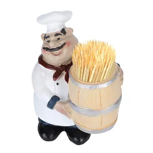 Chef Figurines Toothpick Holder Resin Chef Statue Counter Restaurant Decor