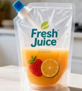 사용자 정의 투명 스탠드 업 스파우트 백 300ml/500ml 과일 주스 저장 용 플라스틱 액체 스파우트 파우치 - Product Image 4