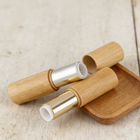 Tube de baume à lèvres mini en bambou 3ml 4ml 5ml avec insert métallique, petit récipient en bambou pour baume corporel et emballage cosmétique