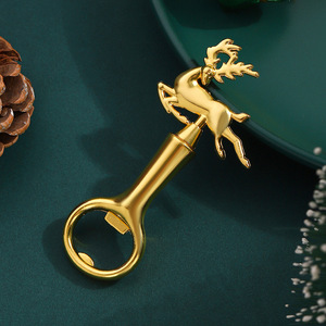 Abridor de Botellas Flying Deer de Aleación de Zinc Dorado, Regalo Navideño, Herramienta Novedosa - Product Image 1