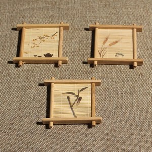 Posavasos de bambú con estampado de rejilla, accesorios para té, tapetes térmicos para la ceremonia del té japonés, tapetes para teteras - Product Image 3