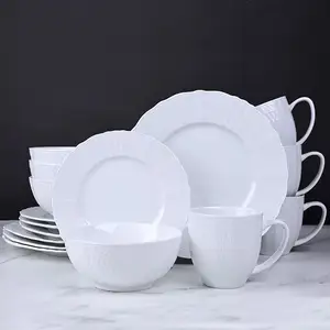PITO Horeca Wholesale Porcelain Dinner Set Porcelain Tableware Set 16 Piece Tableware Ceramic Plates And Bowls Mug Hospitality