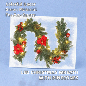 Guirlande <span class=keywords><strong>de</strong></span> <span class=keywords><strong>Noël</strong></span> en PVC avec lumières LED, boules <span class=keywords><strong>de</strong></span> sapin artificielles, écologique, batterie au lithium, pour intérieur et extérieur, idéale pour les fêtes - Product Image 2