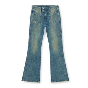 Wholesale Women High Rise Slim Bootcut Flare Jean Y2K Vintage Full Washed Organic Cotton <b>Denim</b> Pants Natural Faded Retro Trouser - Product Image 5