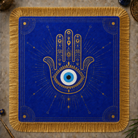 Tapete de Mahjong de Cuero de Lujo con Diseño de Ojo Turco, Impermeable y Antideslizante, con Borlas, para Arabia Saudita y Emiratos Árabes Unidos