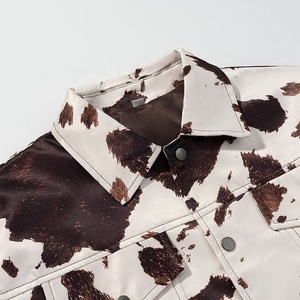 <span class=keywords><strong>Veste</strong></span> à manches longues en rayure de <span class=keywords><strong>lait</strong></span> vintage européenne et américaine, automne, respirante, motif léopard, col à revers, chemise imprimée - Product Image 3