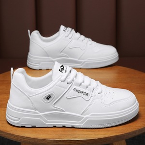 Chaussures plates de skateboard <span class=keywords><strong>pour</strong></span> hommes de haute qualité, confortables, blanches, décontractées, en PU et caoutchouc avec doublure en mesh, design à lacets, très vendues - Product Image 3