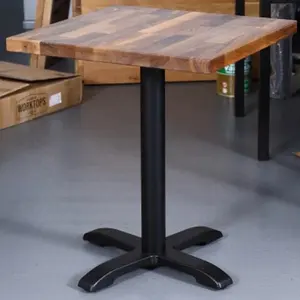 Metal masa ayakları endüstriyel kare dikdörtgen Metal döküm yemek kahve Bar masası bacak siyah dövme dökme demir masa tabanı