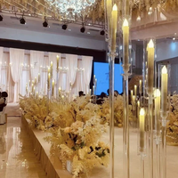 Centre de table en acrylique transparent à 8 bras, chandelier, porte-bougie en acrylique pour cérémonie de mariage