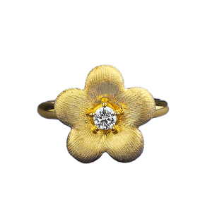 Nouvelle <span class=keywords><strong>bague</strong></span> en argent plaqué or S925, méthode chinoise ancienne, petite fleur brossée, bijoux de mariage - Product Image 1