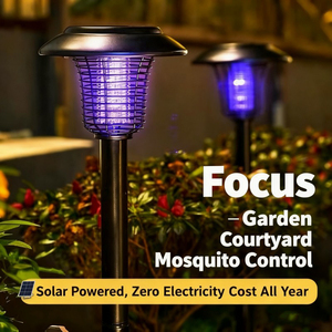 Lampe solaire LED d'extérieur à piquet, étanche IP65, anti-insectes, lumière UV blanche froide, piège à moustiques et mouches pour patio, jardin, été - Product Image 2