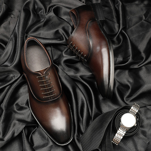 Stylish Luxury Men's Premium Genuine Leather Dress Shoes <b>Flat</b> Design for Autumn Formal Groom's Wedding - Product Image 4