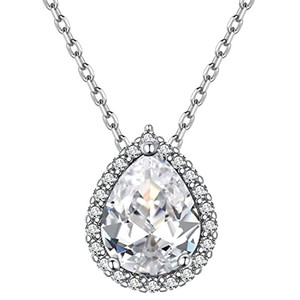 Collana Girocollo con Pendente a Goccia Color Smeraldo per Donne, Stile Pavé, Gioielli alla Moda - Product Image 3